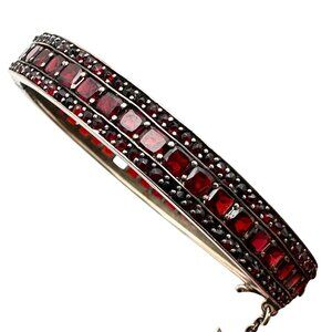 Antique Gold Over Sterling Silver Garnet Bracelet Missing 1 Stone Selling As Is